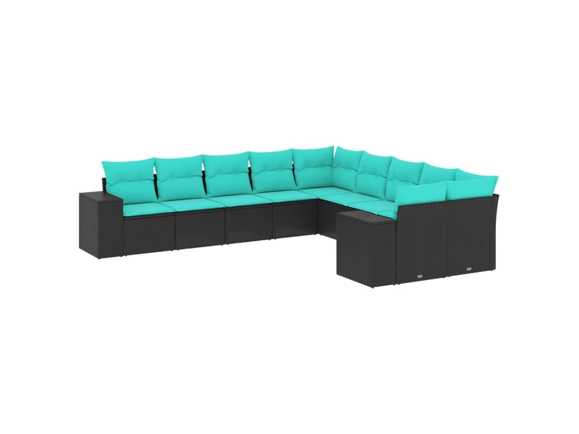 Maison Exclusive - Conjunto De Sofá De Jardín De 10 Piezas Con Cojines, De Poliratán Negro