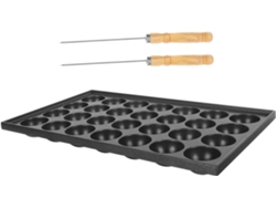 Placa Antiadherente Para Takoyaki De Hierro Negro Con Superficie Lisa.