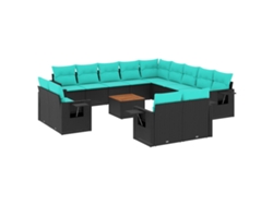 Maison Exclusive - Conjunto De Sofá De Jardín De 14 Piezas Con Cojines, De Poliratán Negro