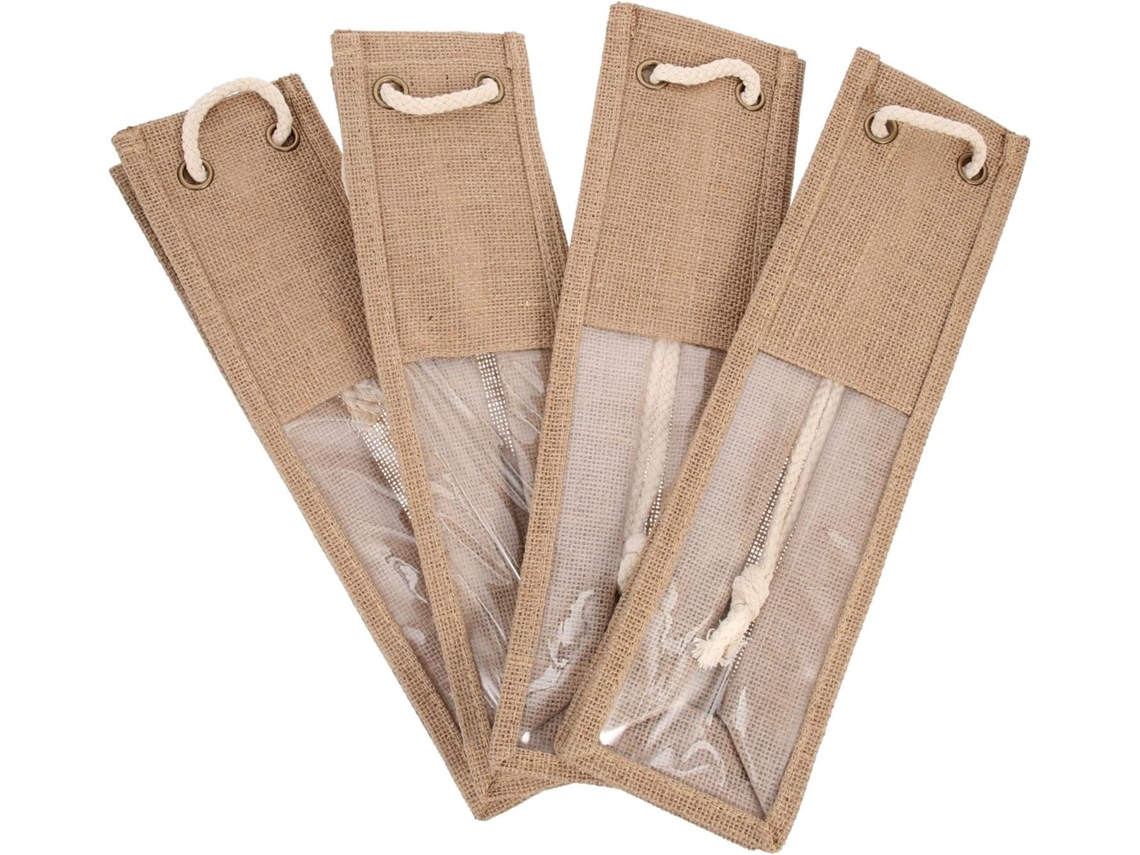 Bolsas De Yute Para Vino (4 Unidades), Portátiles