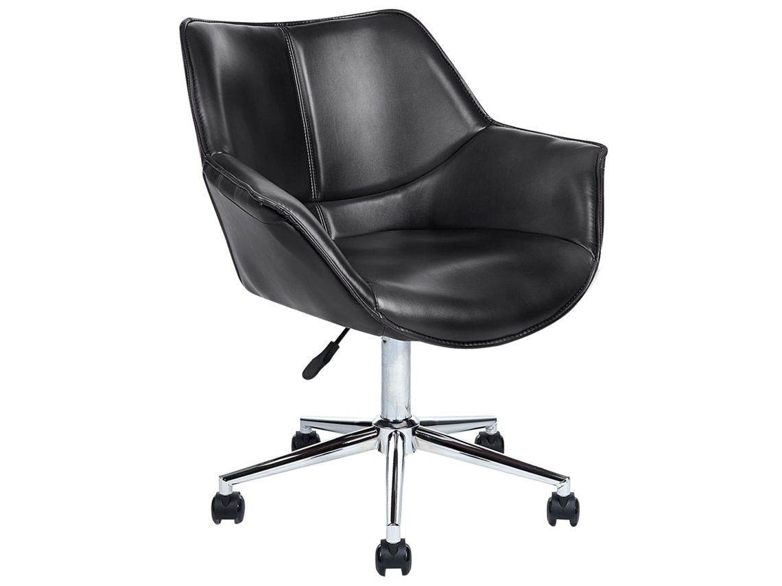 Silla de oficina BELIANI Newdale de Piel sintética Negro 62x62x91