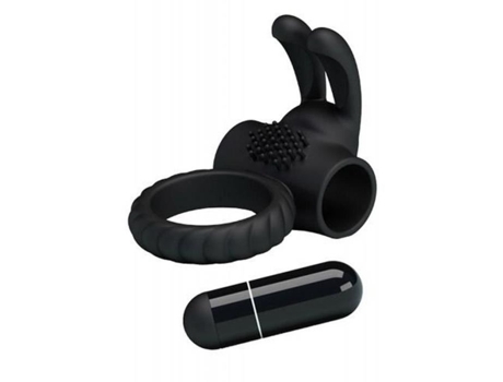 Anillo Vibrador Doble Negro para el Pene con Huevo Vibrador Resistente al Agua U Negro PRETTY LOVE
