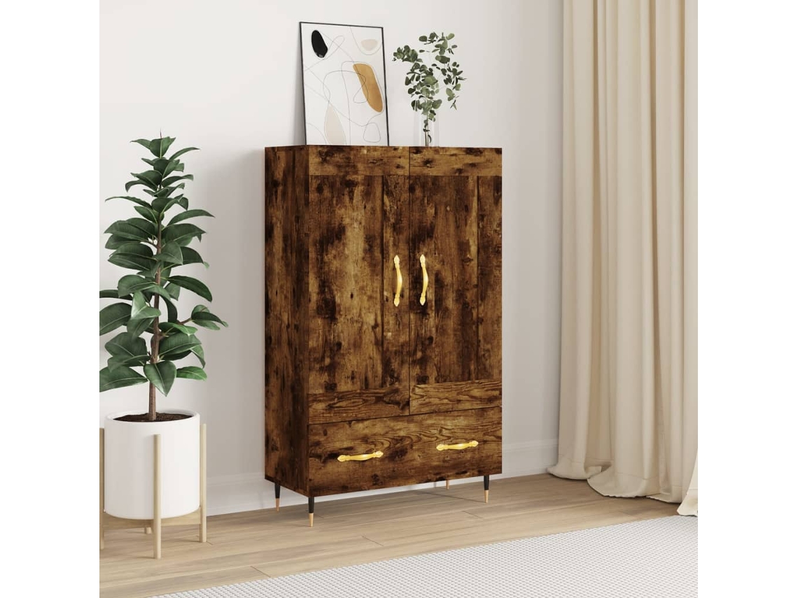 Lovely Home Armario Alto Derivados de Madera 69,5X31X115Cm Roble Ahumado