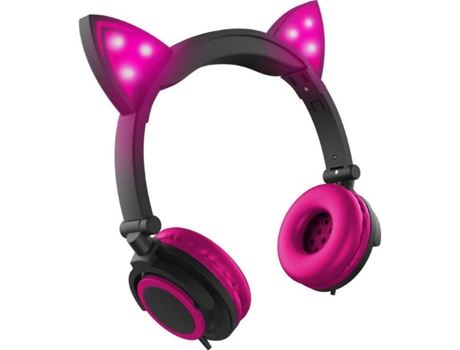 Auriculares SAMURIIRON Auriculares con cable LED rosa con conector de 3,5 mm