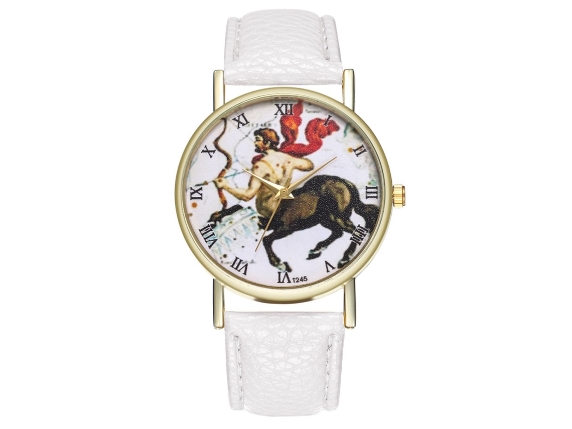 Reloj Centaurus Universal de estilo sencillo con correa de cuero y movimiento de cuarzo para estudiantes (blanco)