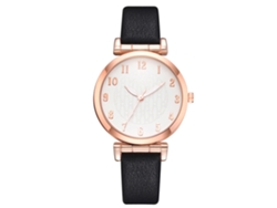 Reloj De Pulsera De Cuarzo Informal Para Mujer Disu Con Correa De Piel Sintética Negra.