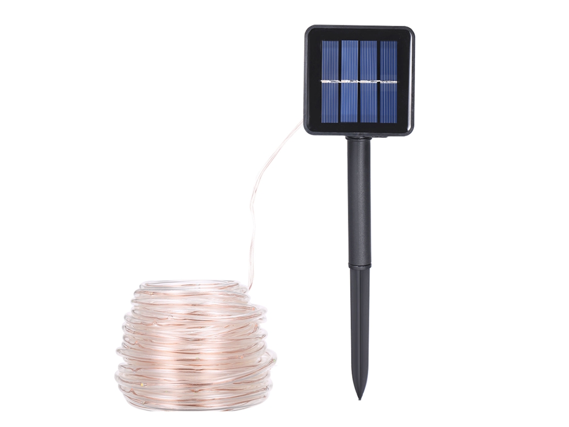 Rebe-luz De Cadena Solar Ahorradora De Energía 22m 200 Lámparas Tubo Transparente Cable De Cobre Impermeable 8 Funciones Decorativa Exterior