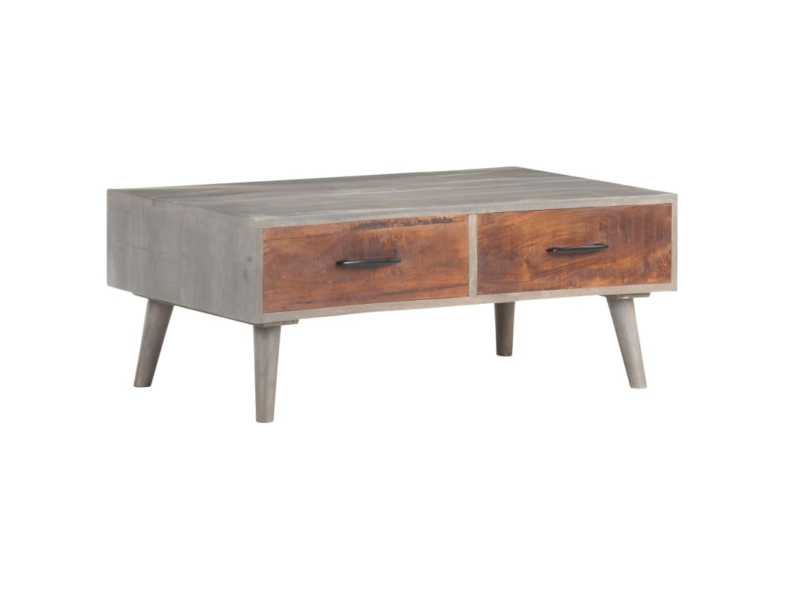 Mesa de Centro Apoyo 100X60X40 cm Mango Macizo Rugoso Gris