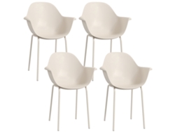 Juego de 4 Sillas de Jardín Apilables con Respaldo y Brazos, Ideales para Balcón o Comedor de Jardín, Soportan Hasta 120 Kg, en Color Gris.
