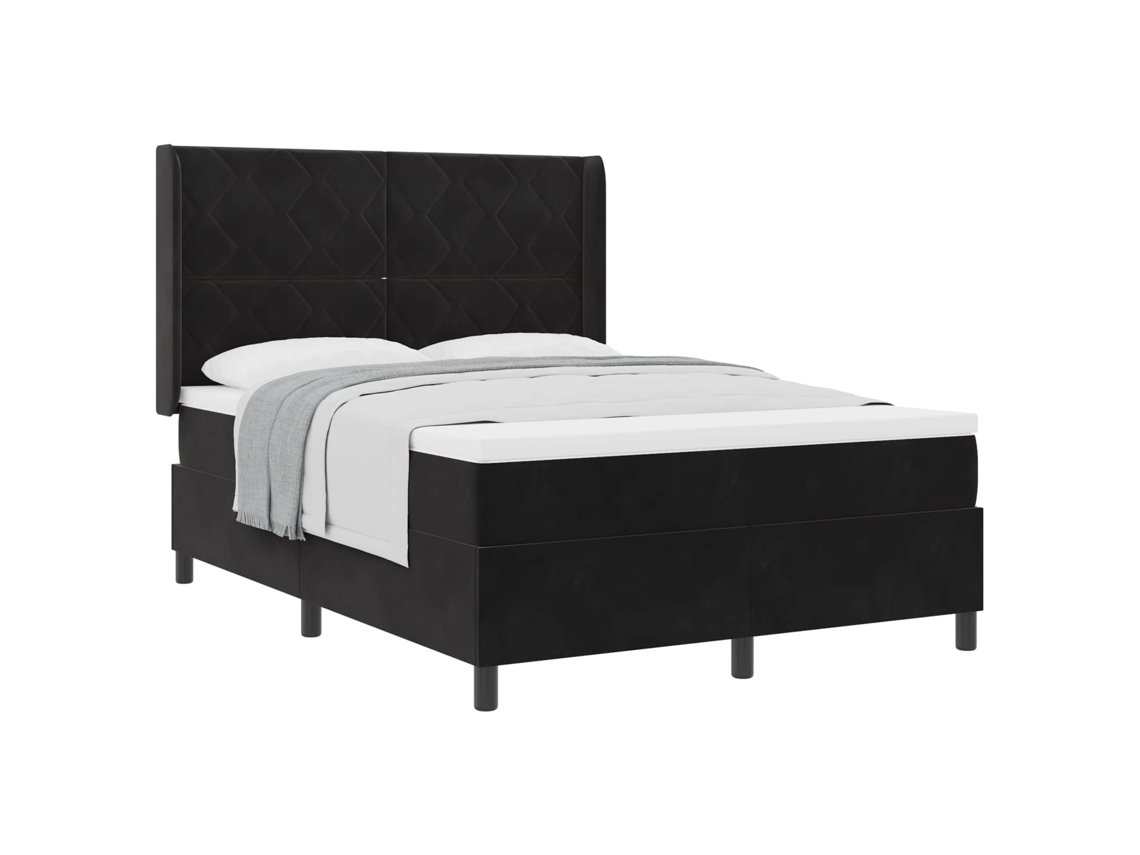 Maison Exclusive - Cama Tipo Box Spring Con Colchón Negro 140 X 190 Cm Terciopelo
