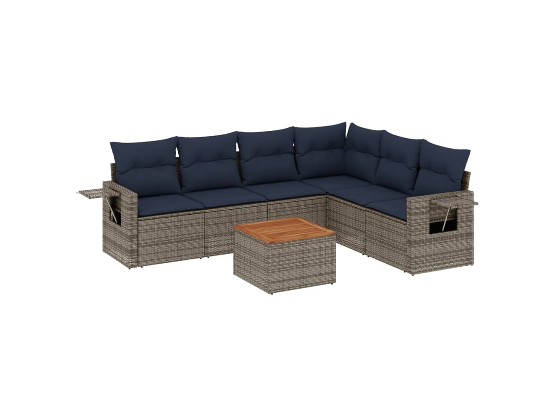 Maison Exclusive - Conjunto De Sofá De Jardín De 7 Piezas Con Cojines, Poliratán Gris
