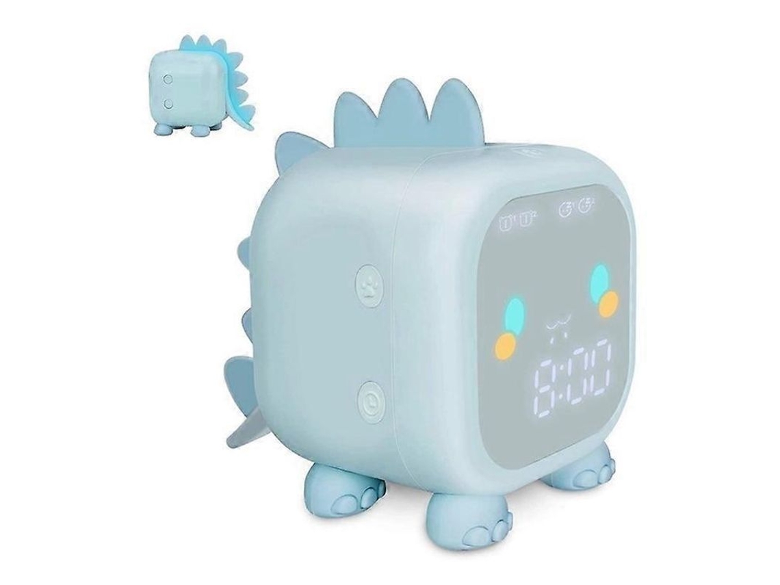 Reloj Despertador Digital Niño Dinosaurio Con Luz Nocturna Entrenador De Sueño Azul