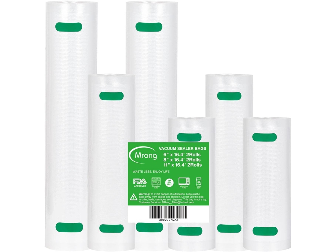 Bolsas de alimentos al vacío 28cmx500cm 2 rollos 20cmx500cm 2 rollos 15cmx500cm 2 rollos, grado comercial, libre de BPA, resistente a perforaciones Truyuety
