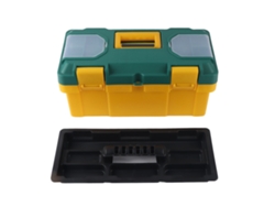 Caja De Herramientas Portátil Para Coche Con Placa Extraíble Y Pequeños Compartimentos, Color Amarillo Verdoso, 40 X 20 X 19 Cm (17 Pulgadas)