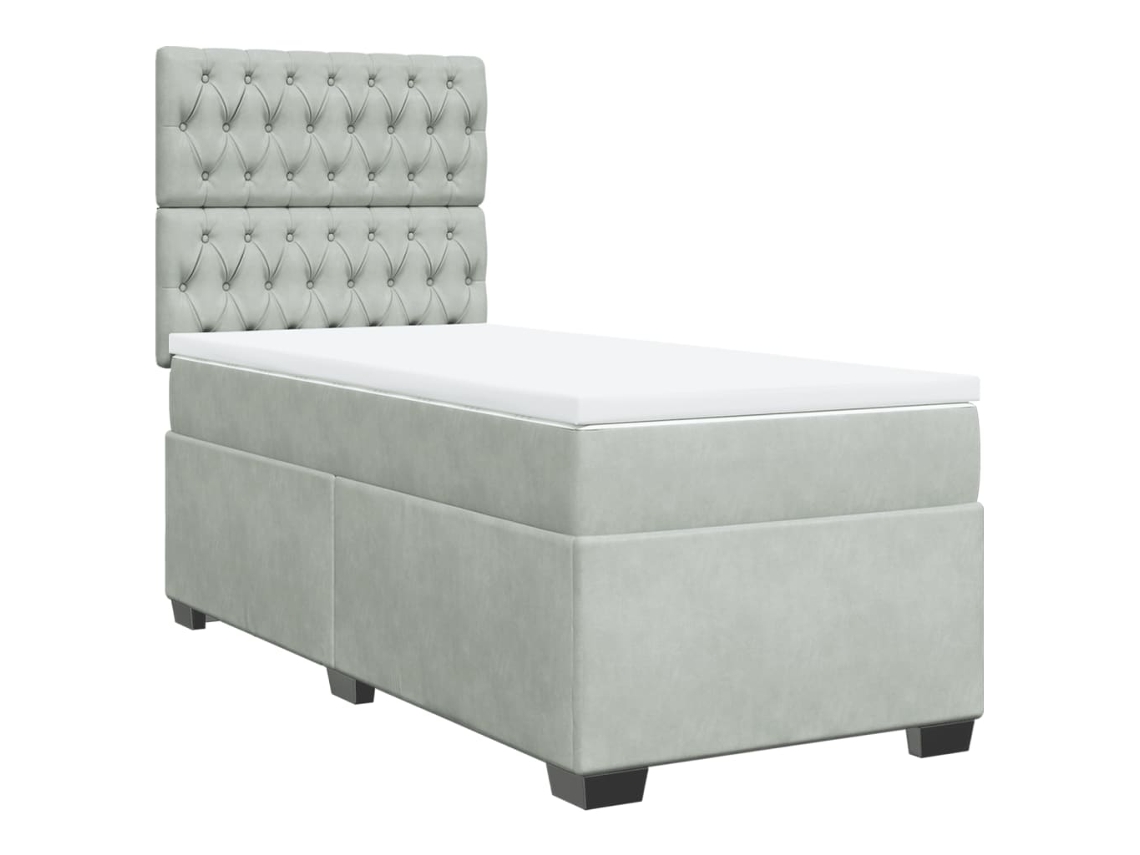 Maison Exclusive - Cama Box Spring Con Colchón Terciopelo Gris Claro 80x200 Cm