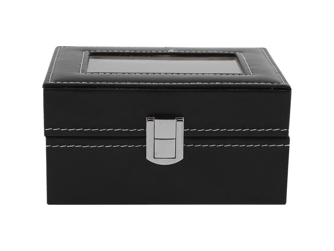 Caja Para Relojes De Piel Sintética Negra Con 3 Compartimentos, Organizador De Joyas Clásico Para Almacenamiento Y Exhibición.