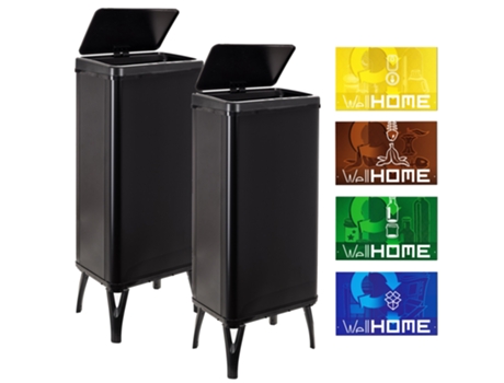 Cubo de basura inteligente Well Home 2x60L negro con etiquetas magnéticas WELLHOME