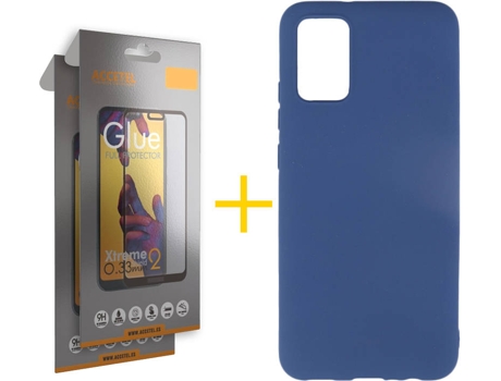Kit Funda + Protector de Pantalla Samsung A02s ACCETEL Cristal Templado 3402 Azul