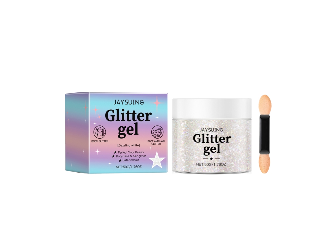 Gel brillante con purpurina blanca