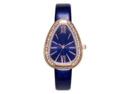 Reloj De Pulsera Analógico De Cuarzo Para Mujer Con Esfera Redonda, Azul A La Moda.