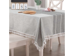 Rebe-mantel Rectangular De Algodón Lino Antiarrugas Con Borlas Lavable Para Cocina Cena Fiesta Gris 140x140cm