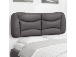 Cabecero De Cama Acolchado Cuero Sintético Gris 140 Cm
