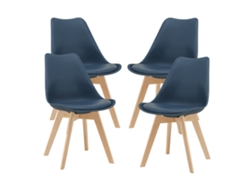Juego de 4 sillas de comedor Fläten [EN.CASA] estilo escandinavo 82x49x54cm cuero sintético - Azul