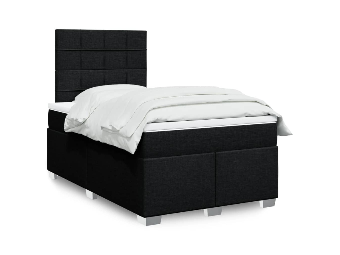 Cama Box Spring Con Colchón Tela Negro 120x200 Cm