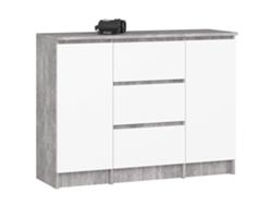 Cómoda Sonoma de roble con 2 puertas y 3 cajones, 101x98x35cm, laminado mate, AKORD FURNITURE FACTORY