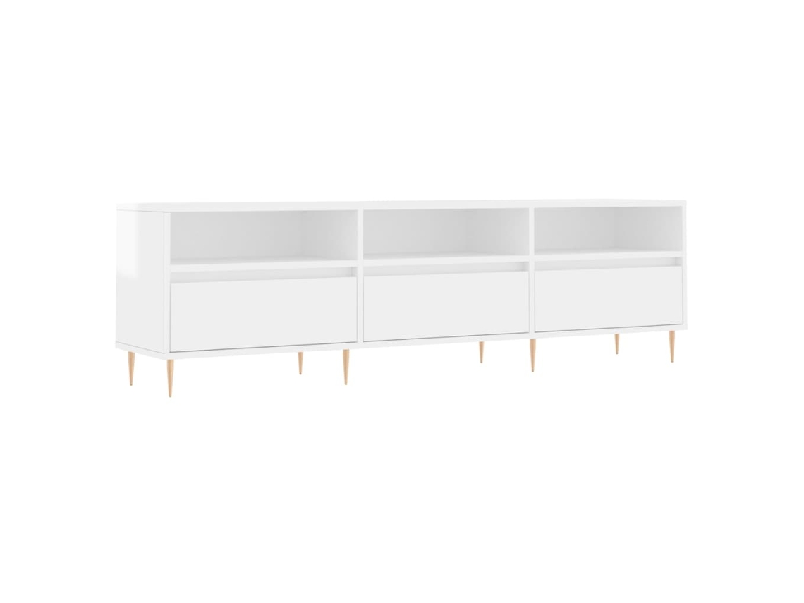 Maison Exclusive - Mueble De Tv Madera Contrachapada Blanco Brillo 150x30x44,5 Cm