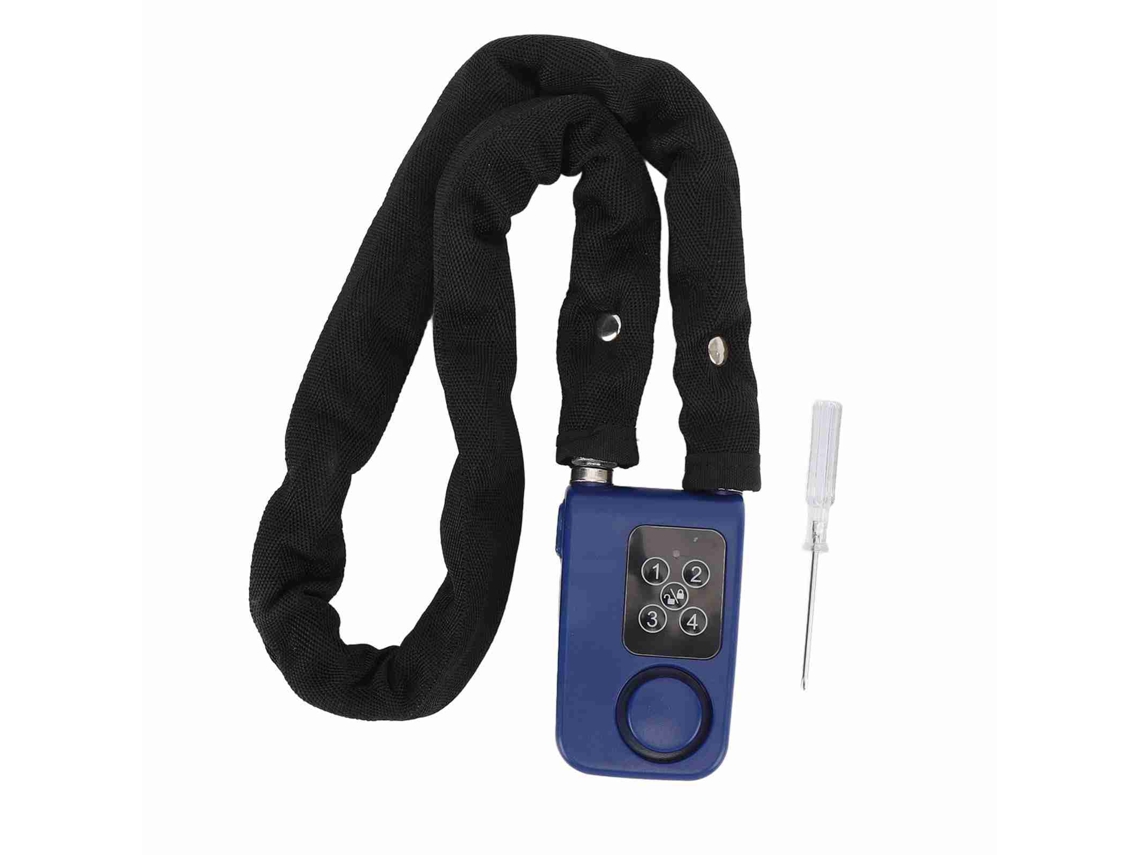 Candado Antirrobo Con Cadena, Alarma De 110 Db, Resistente Al Agua, Cerradura Digital Sin Llave Para Motocicleta, Color Azul.