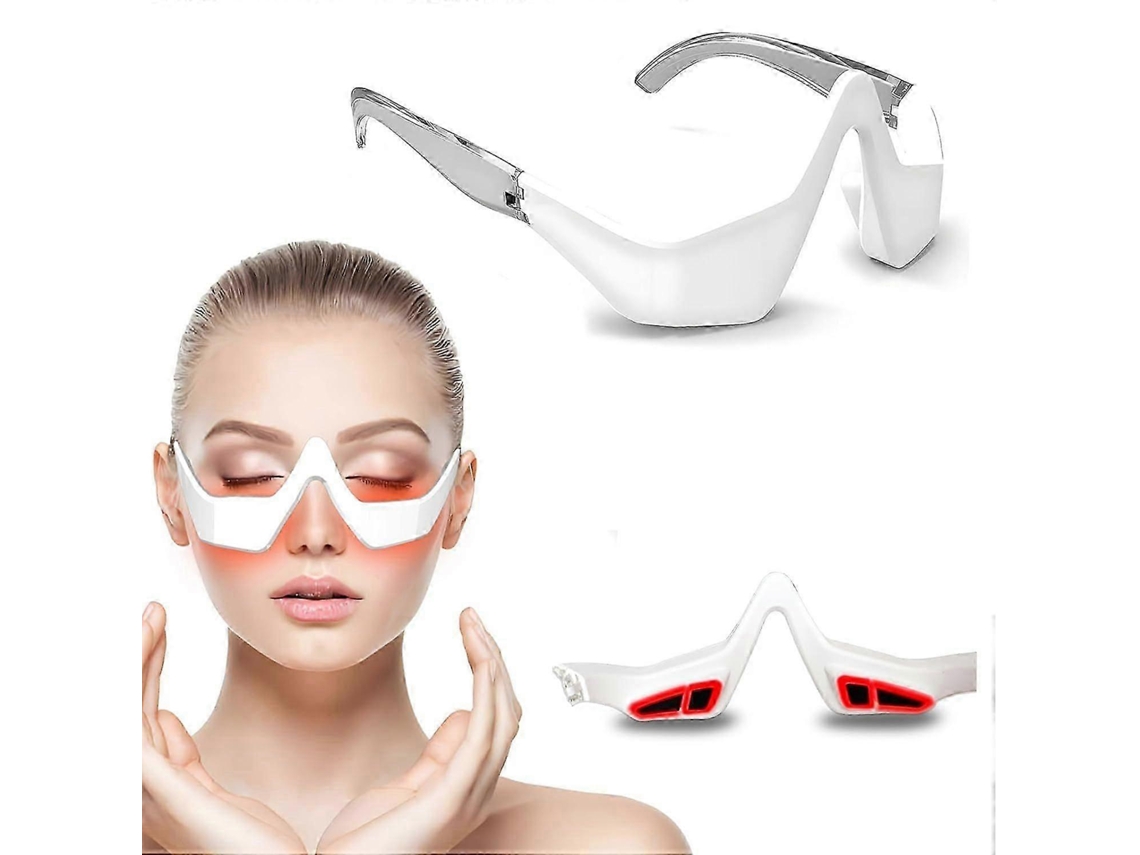 Gafas de masaje con terapia de luz roja para el contorno de ojos, dispositivo de belleza con microcorriente, masajeador para eliminar las bolsas de los ojos.