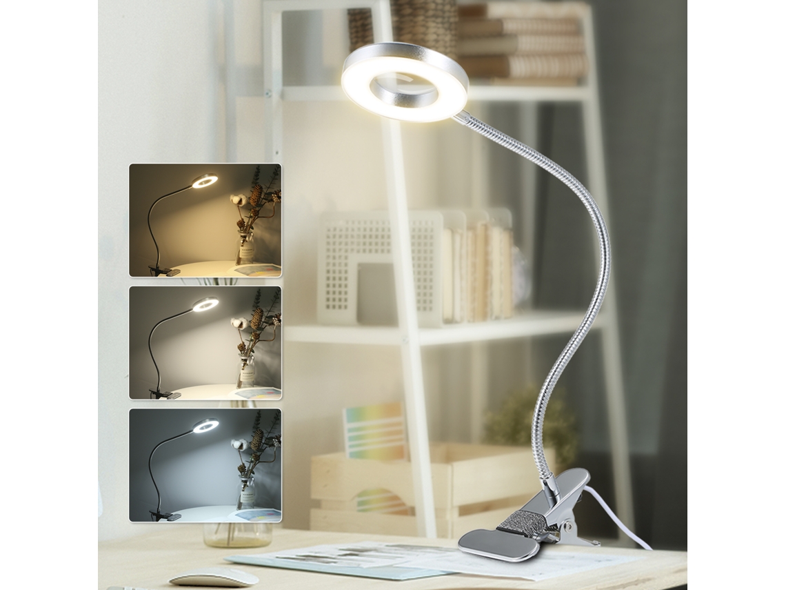 2026-lámpara De Mesa Con Clip Usb Y Lupa Ajustable 3 Modos De Color Y 10 Brillos Para Lectura Y Manualidades