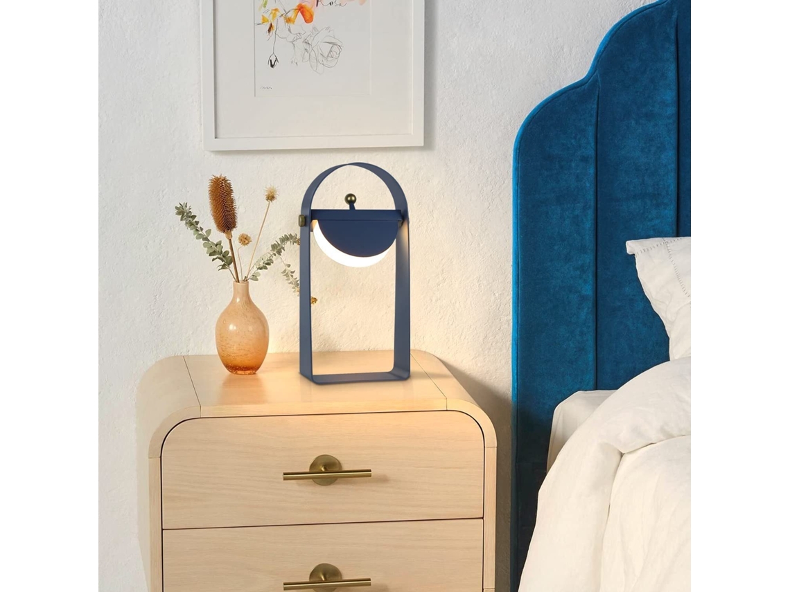 Lámpara de mesa LED inalámbrica, luz de noche portátil con brillo ajustable, 26 cm, azul Nettlife