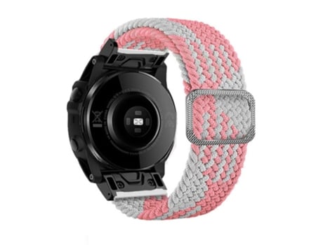 Correa de nailon 22mm con hebilla para Garmin Fenix 7/Epix/Instinct 2/Approach S62/Fenix 5 - rosa/blanco