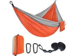 Hamaca Eifson Simple con 51 correas y mosquetón, 270 x 140 cm (gris, naranja)