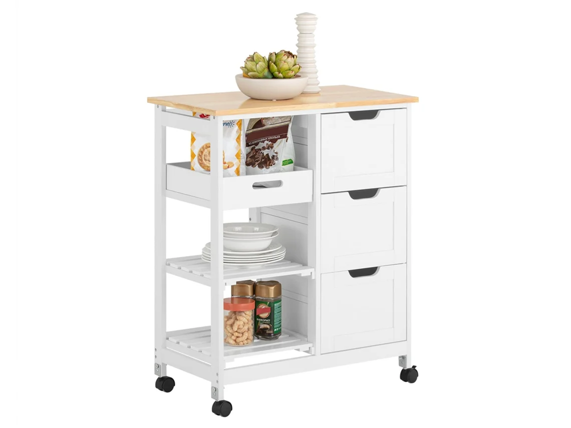 Carrito de Almacenamiento SOBUY FKW79-W (MDF y Madera de Pino - 68x38x85 cm)
