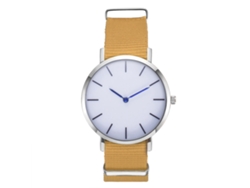 Reloj De Cuarzo Para Hombre Con Correa De Nailon Dial Redondo Elegante Casual Beige