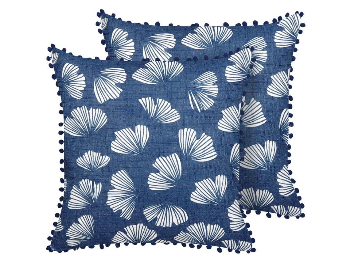 Juego de cojines decorativos BELIANI Dandelion de Poliéster Azul 45x45x10