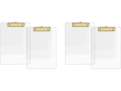 Juego De 4 Pisapapeles De Acrílico Transparente Con Clip Dorado, Tamaño Carta.