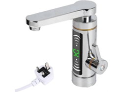 Grifo De Agua Eléctrico Instantáneo Con Rotación De 360° - Madera De Arce Y Acero Inoxidable - Control De Temperatura Digital Led - Enchufe