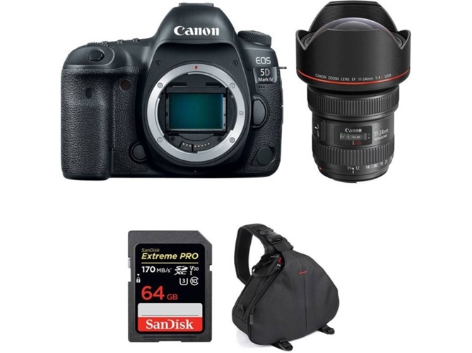 Kit Cámara Reflex CANON EOS 5D Mark IV + EF 11-24mm f/4L USM + SanDisk 64GB + Bolsa