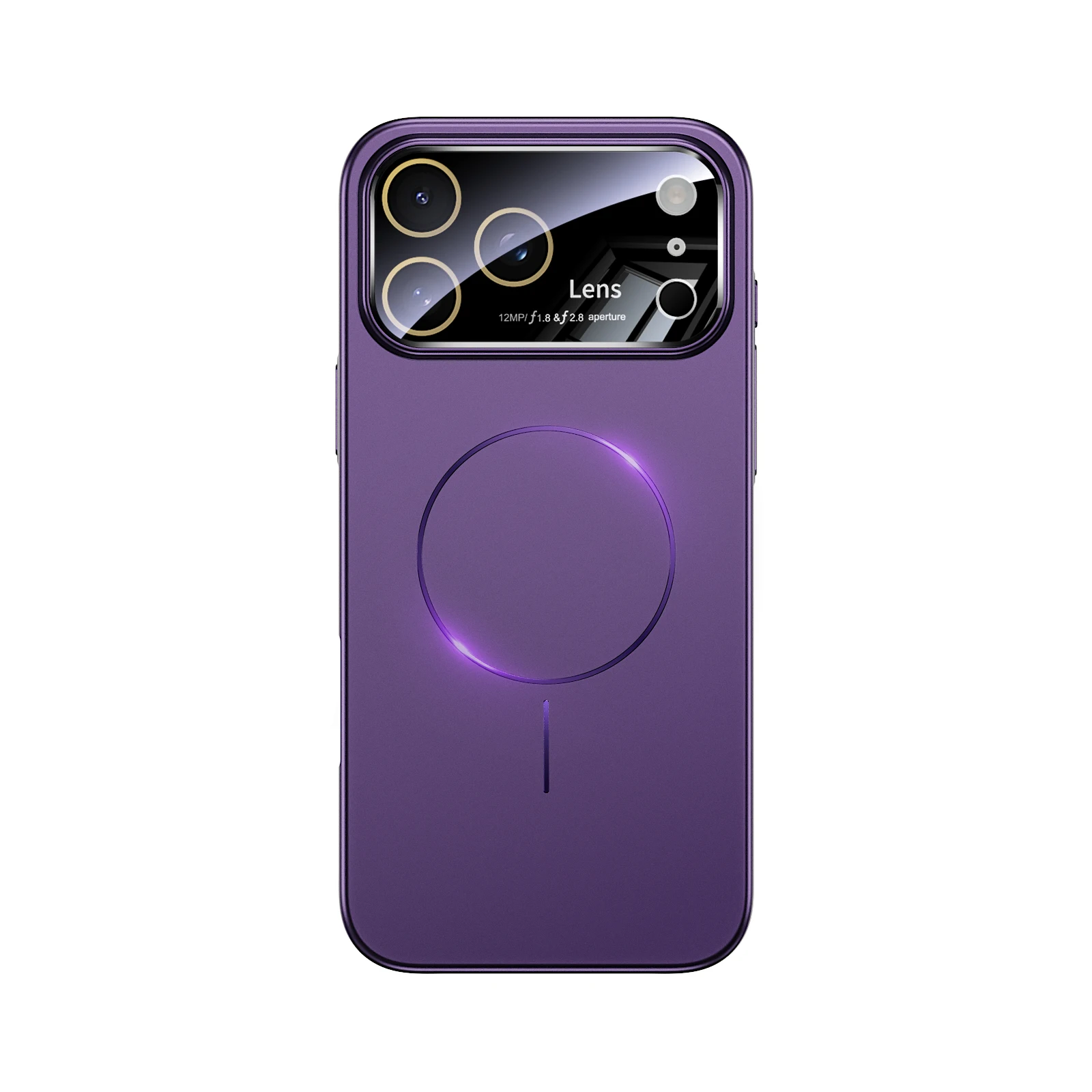 (púrpura Oscuro, Iphone 16) Funda De Protección De Lente, Material De Pc Táctil, Funda De Carga Inalámbrica De Succión Magnética