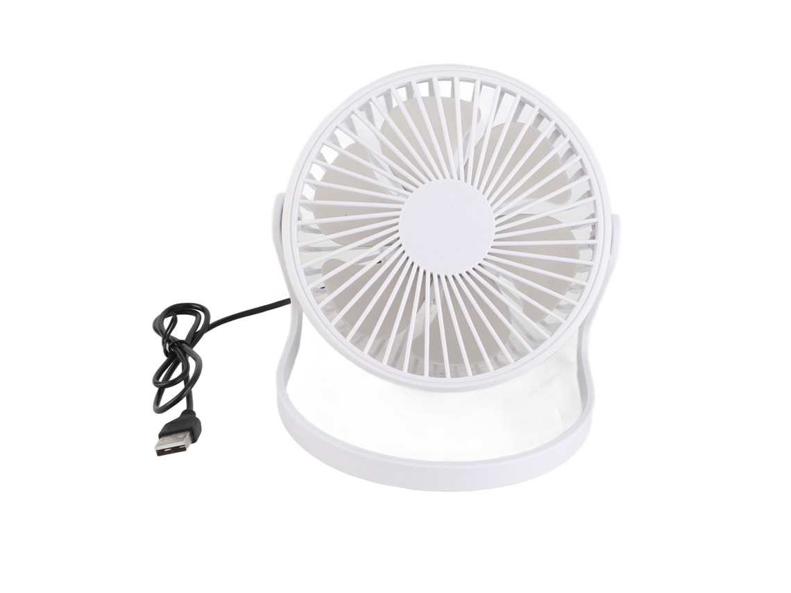 Mini ventilador de escritorio giratorio 360°, silencioso, USB, blanco