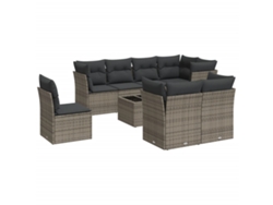 Maison Exclusive - Set De Muebles De Jardín 9 Pzas Y Cojines Ratán Sintético Gris
