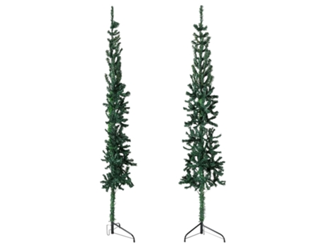 vidaXL Medio árbol de Navidad artificial con soporte verde 120 cm