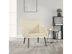 Silla con Apoyabrazos 63X76X80 cm de Cuero Sintético Color Crema