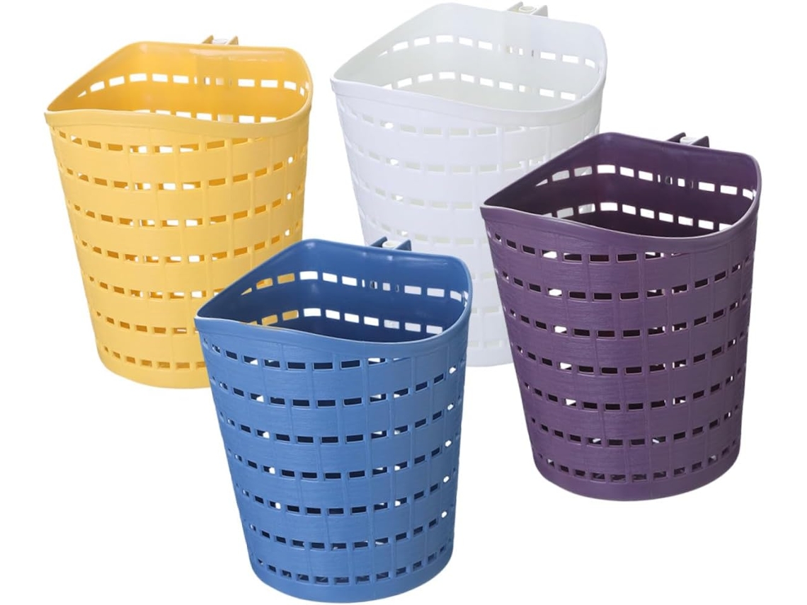 4 Piezas Cesta Almacenamiento Giratoria Montada Pared Plástico Pp Cocina Colgando Gancho Diseño Ahorro Espacio