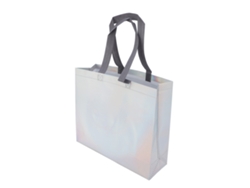 10 Bolsas De Regalo Reutilizables, Brillantes Y Metálicas, Tipo Tote Con Asas Plateadas.