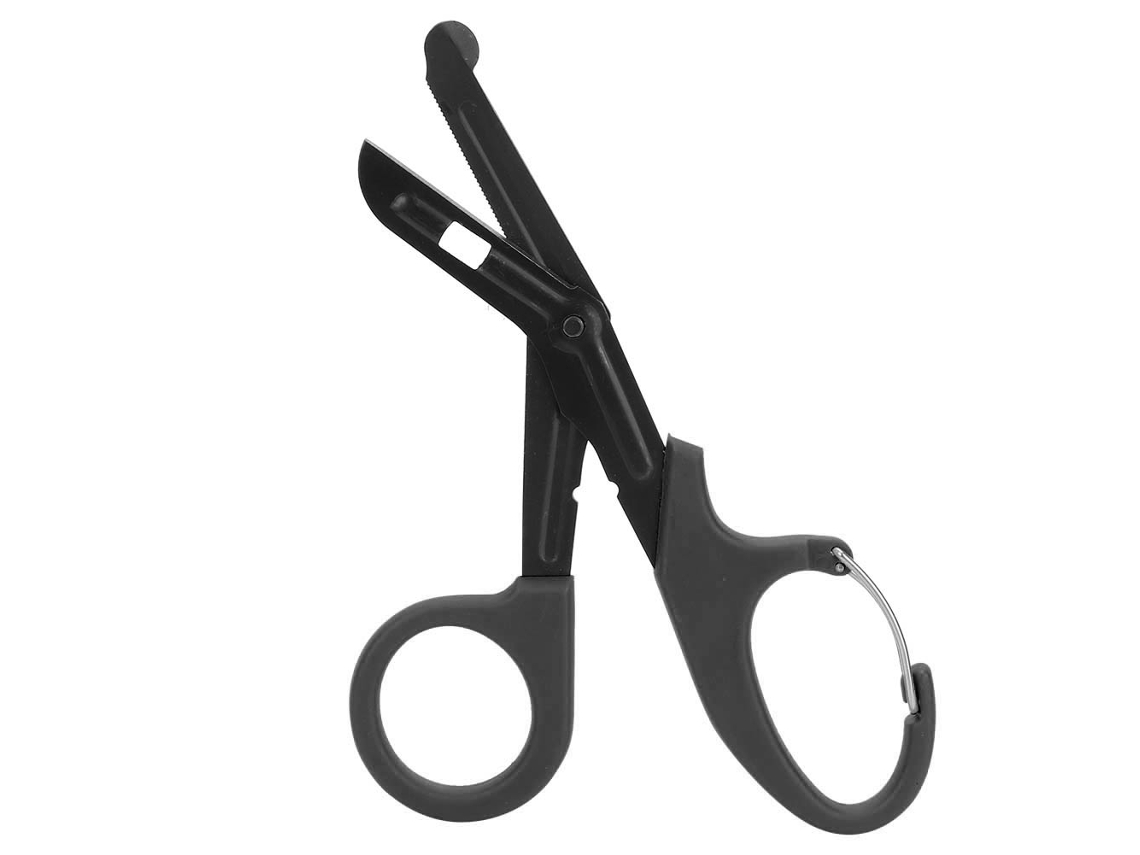 Tijeras De Vendaje De Acero Inoxidable Con Dientes Finos Herramienta De Primeros Auxilios Emergencia (negro)